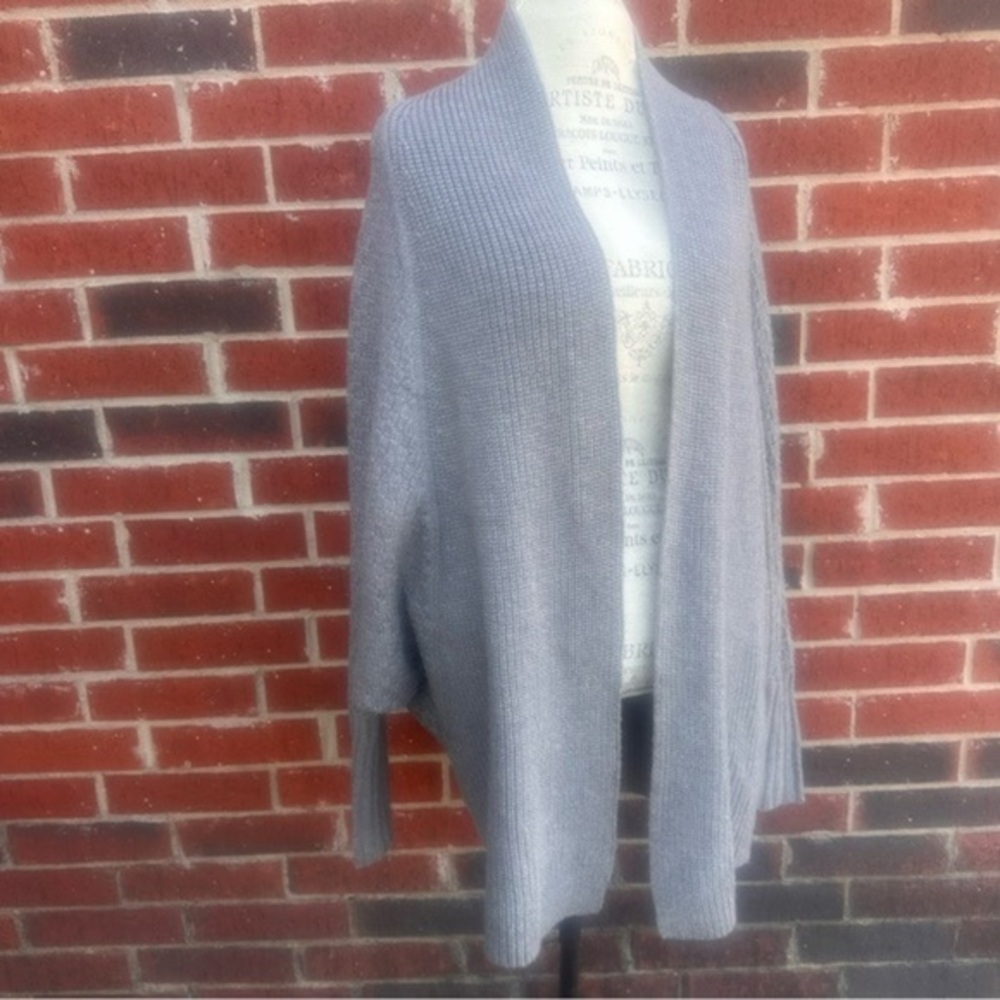 New York & Company Gray Open-Front Sweater